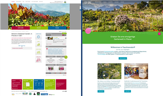 screenshot vecchia e nuova pagina web Trauttmansdorff