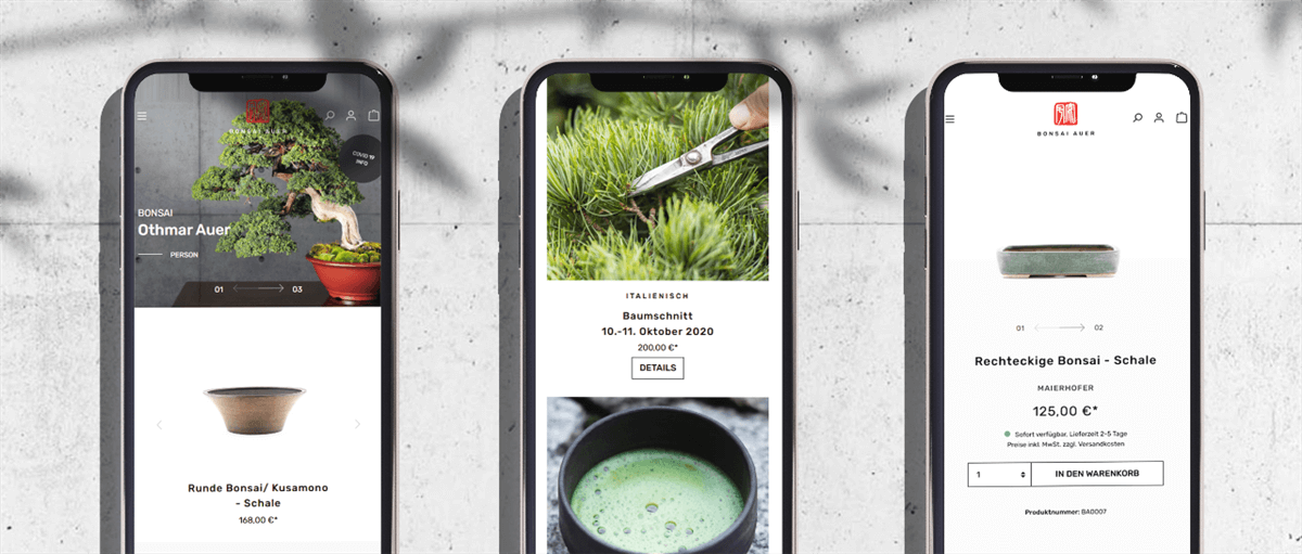 Onlineshop Bonsai Auer mobile Ansicht