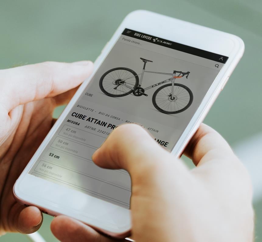 Iphone Mockup pagina di dettaglio del prodotto shop online Cube Bike Lover